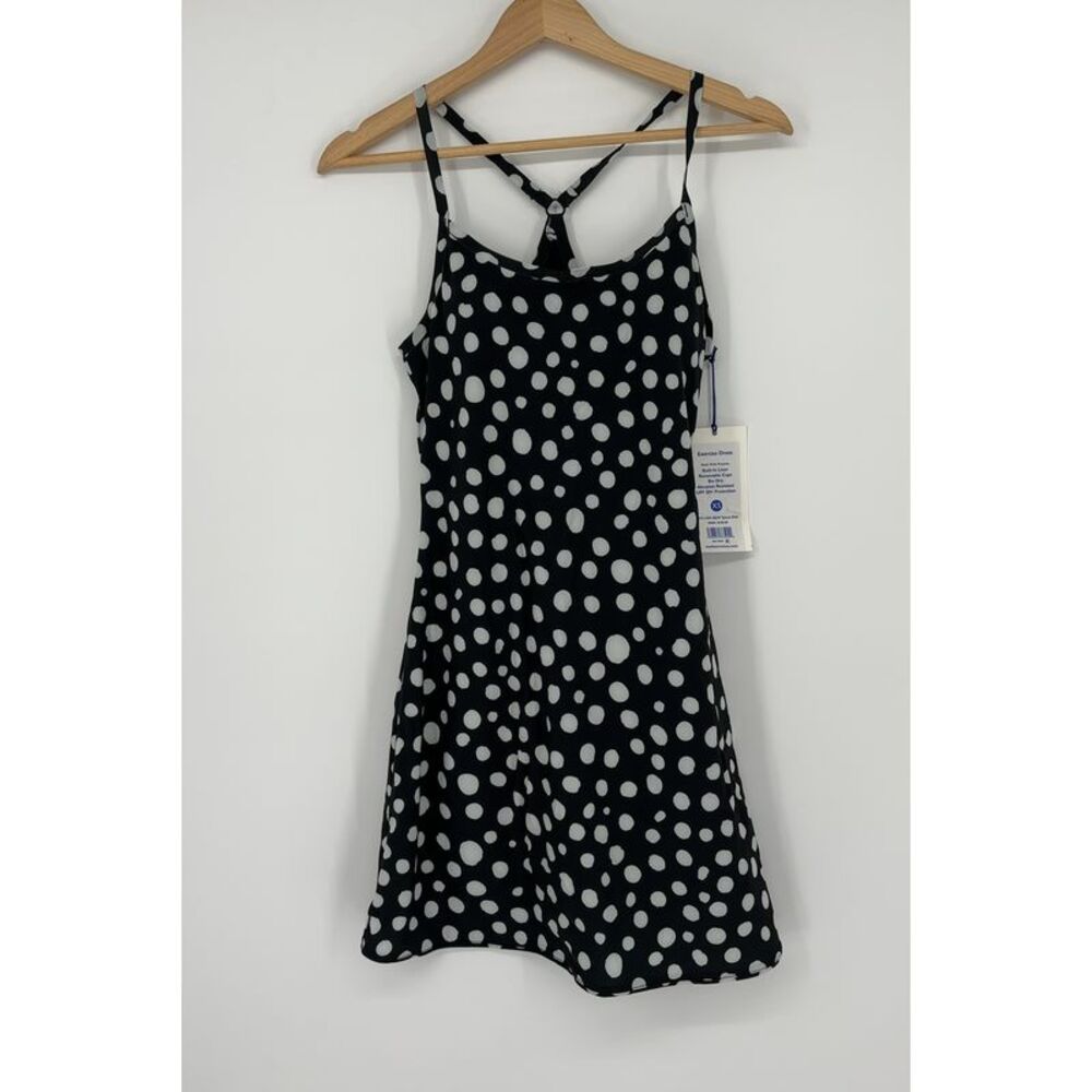NWT Outdoor Voices The Exercise Dress in Black Polka Dot